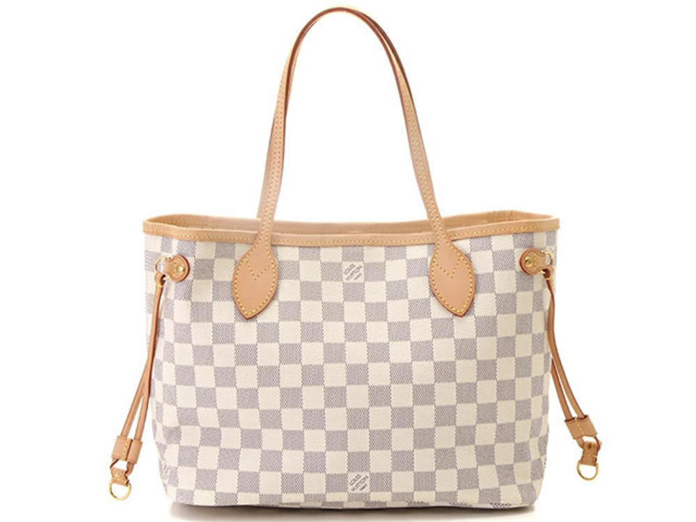 LOUIS VUITTON Neverfull Damier Azur White